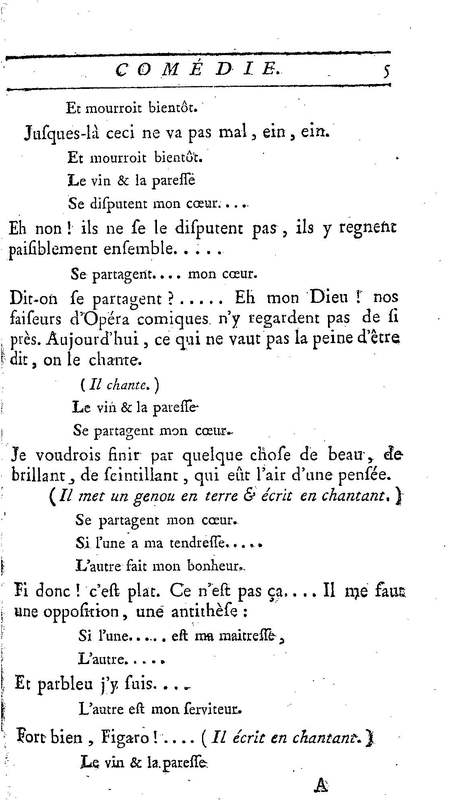 Barbier de Séville, ou la Précaution inutile (Le), comédie en quatre actes, par M. de Beaumarchais, représentée sur le théâtre de la Comédie Française le 23 février 1775 (avec une Lettre modérée sur la chute et la critique du Barbier de Séville)