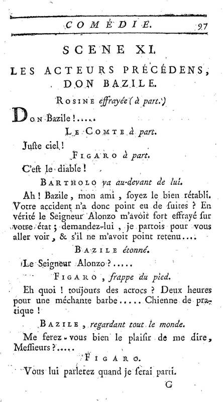 Barbier de Séville, ou la Précaution inutile (Le), comédie en quatre actes, par M. de Beaumarchais, représentée sur le théâtre de la Comédie Française le 23 février 1775 (avec une Lettre modérée sur la chute et la critique du Barbier de Séville)