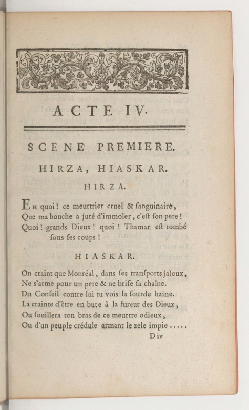 Hirza, tragédie, par M. de Sauvigny… (Comédiens ordinaires du Roi, 27 mai 1767) Hirza, tragédie, par M. de Sauvigny… (Comédiens ordinaires du Roi, 27 mai 1767)
