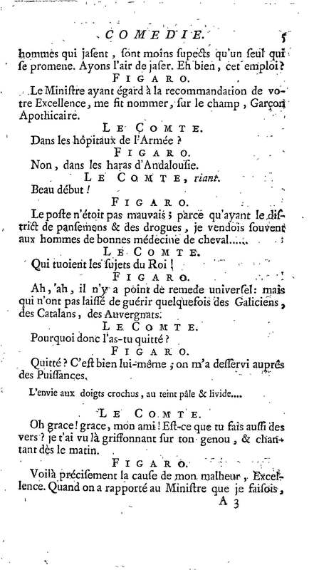 Barbier de Séville, ou la Précaution inutile (Le ), comédie en quatre actes, par M. de Beaumarchais, représentée sur le théâtre de la Comédie Française le 23 février 1775 (avec une Lettre modérée sur la chute et la critique du Barbier de Séville)