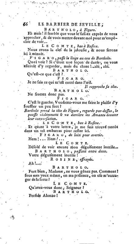 Barbier de Séville, ou la Précaution inutile (Le), comédie en quatre actes, par M. de Beaumarchais, représentée sur le théâtre de la Comédie Française le 23 février 1775 (avec une Lettre modérée sur la chute et la critique du Barbier de Séville)