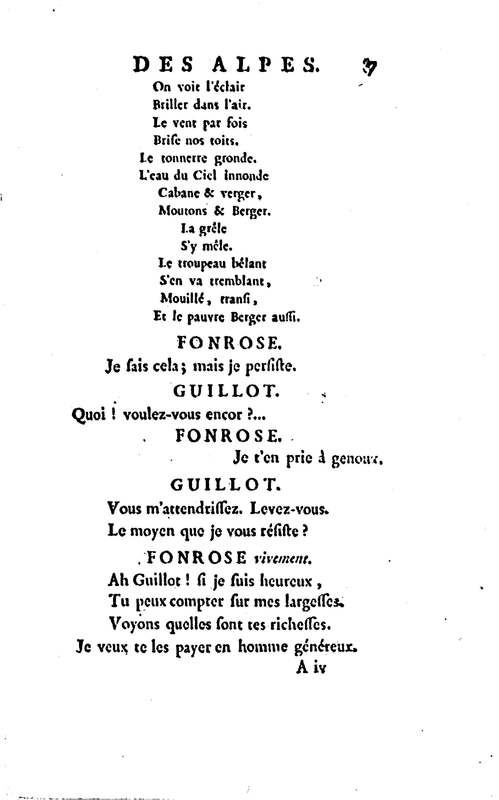 Bergère des Alpes (La), pastorale en trois actes et en vers, mêlée de chants, par M. Marmontel de l'Académie françoise Bergère des Alpes (La), pastorale en trois actes et en vers, mêlée de chants, par M. Marmontel de l'Académie françoise