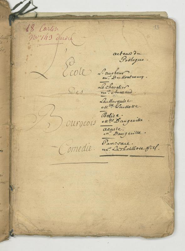 École des bourgeois (L’), comédie en trois actes et en prose avec un prologue