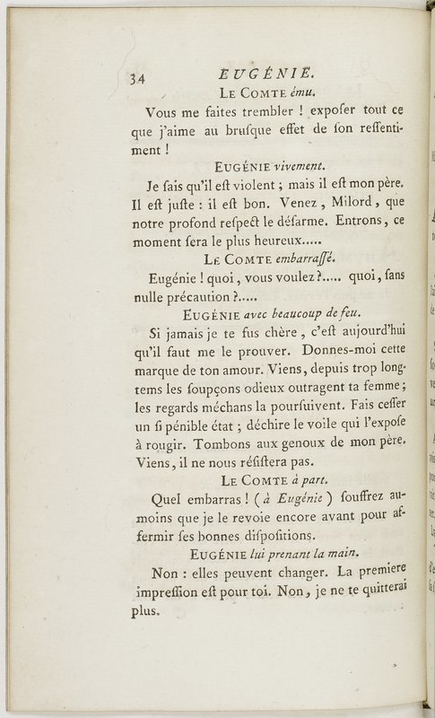 Eugénie, drame en cinq actes en prose, enrichi de figures en taille-douce ; avec un Essai sur le drame sérieux Eugénie, drame en cinq actes en prose, enrichi de figures en taille-douce ; avec un Essai sur le drame sérieux