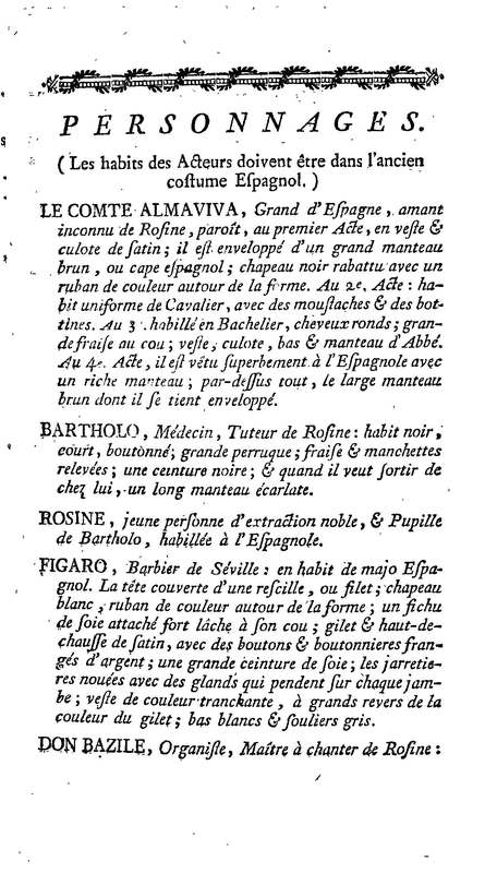 Barbier de Séville, ou la Précaution inutile (Le ), comédie en quatre actes, par M. de Beaumarchais, représentée sur le théâtre de la Comédie Française le 23 février 1775 (avec une Lettre modérée sur la chute et la critique du Barbier de Séville)