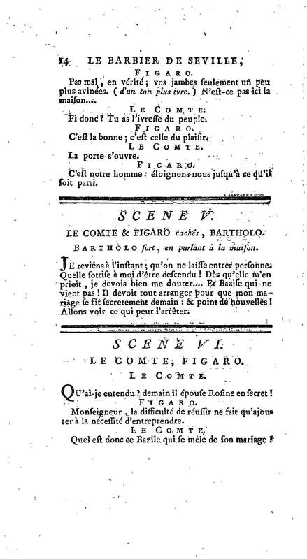 Barbier de Séville, ou la Précaution inutile (Le), comédie en quatre actes, par M. de Beaumarchais, représentée sur le théâtre de la Comédie Française le 23 février 1775 (avec une Lettre modérée sur la chute et la critique du Barbier de Séville)