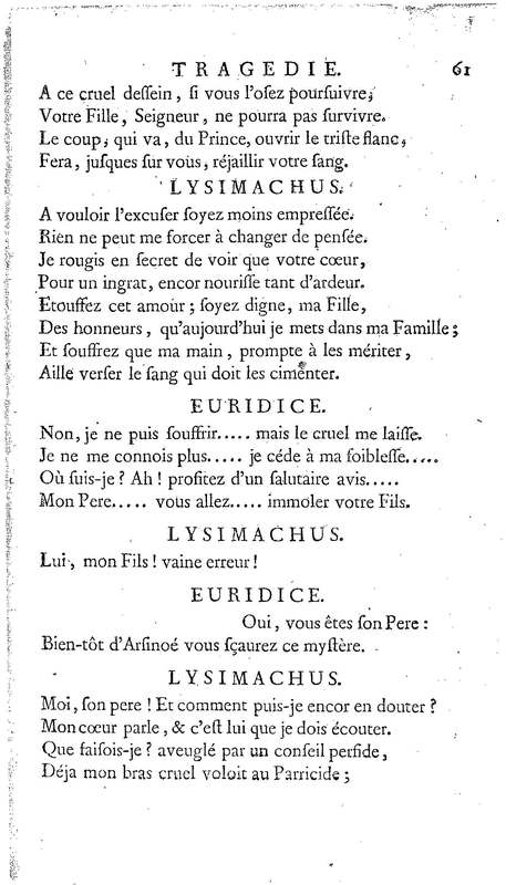 Lysimachus, tragédie par M. de Caux de Montlebert, représentée pour la première fois le 13 décembre 1737 Lysimachus, tragédie par M. de Caux de Montlebert, représentée pour la première fois le 13 décembre 1737