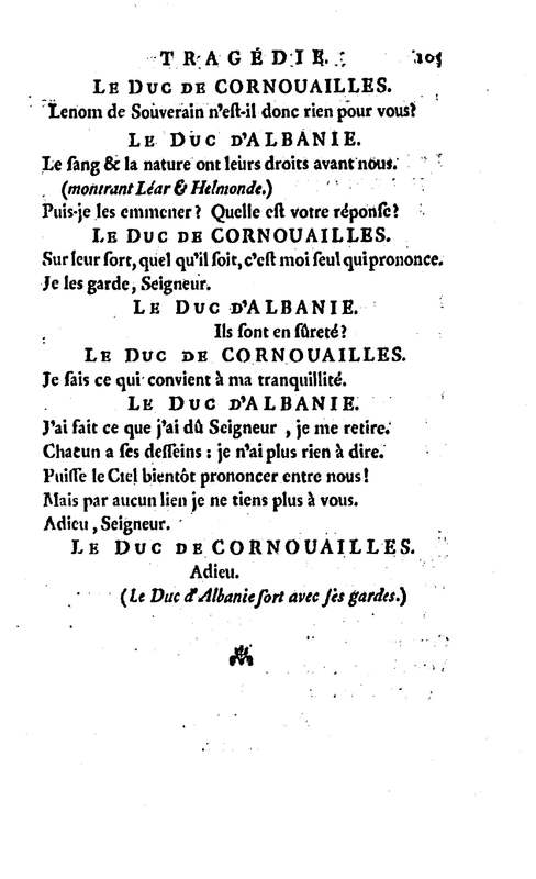 Roi Lear (Le), tragédie en cinq actes, par M. Ducis, représentée à Versailles le 16 janvier 1783 ; et à Paris, le 26 du même mois, par les Comédiens français Roi Lear (Le), tragédie en cinq actes, par M. Ducis, représentée à Versailles le 16 janvier 1783 ; et à Paris, le 26 du même mois, par les Comédiens français