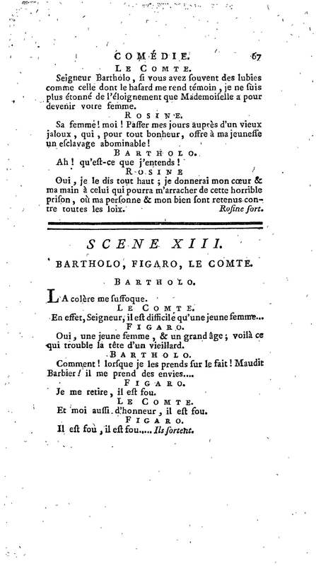 Barbier de Séville, ou la Précaution inutile (Le), comédie en quatre actes, par M. de Beaumarchais, représentée sur le théâtre de la Comédie Française le 23 février 1775 (avec une Lettre modérée sur la chute et la critique du Barbier de Séville)