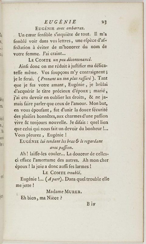 Eugénie, drame en cinq actes en prose, enrichi de figures en taille-douce ; avec un Essai sur le drame sérieux Eugénie, drame en cinq actes en prose, enrichi de figures en taille-douce ; avec un Essai sur le drame sérieux