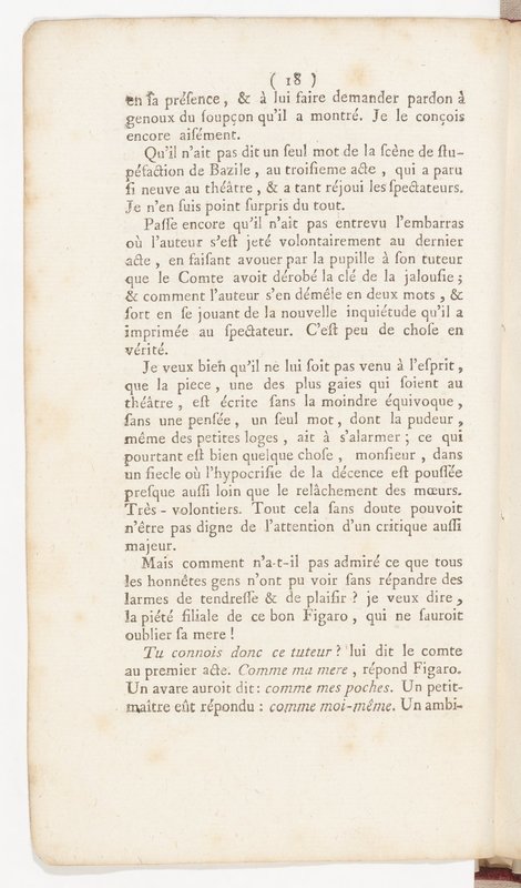 Barbier de Séville, ou la Précaution inutile (Le), comédie en quatre actes, par M. de Beaumarchais, représentée sur le théâtre de la Comédie Française le 23 février 1775 (avec une Lettre modérée sur la chute et la critique du Barbier de Séville)
