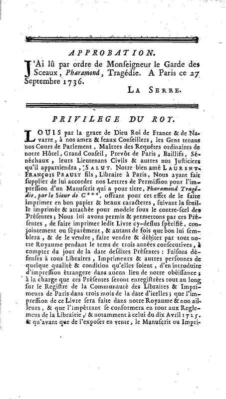 Pharamond, tragédie, par M. de C***
