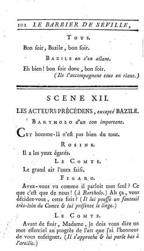 Barbier de Séville, ou la Précaution inutile (Le), comédie en quatre actes, par M. de Beaumarchais, représentée sur le théâtre de la Comédie Française le 23 février 1775 (avec une Lettre modérée sur la chute et la critique du Barbier de Séville)