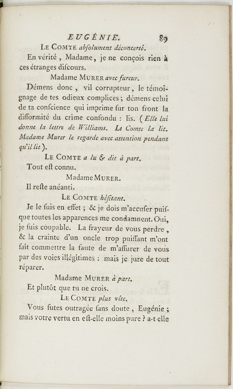 Eugénie, drame en cinq actes en prose, enrichi de figures en taille-douce ; avec un Essai sur le drame sérieux Eugénie, drame en cinq actes en prose, enrichi de figures en taille-douce ; avec un Essai sur le drame sérieux