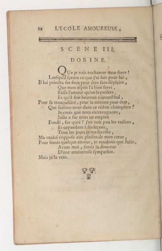 École amoureuse (L'), comédie en un acte, en vers, représentée pour la première fois par les Comédiens ordinaires du Roi, le 11 septembre 1747 École amoureuse (L'), comédie en un acte, en vers, représentée pour la première fois par les Comédiens ordinaires du Roi, le 11 septembre 1747