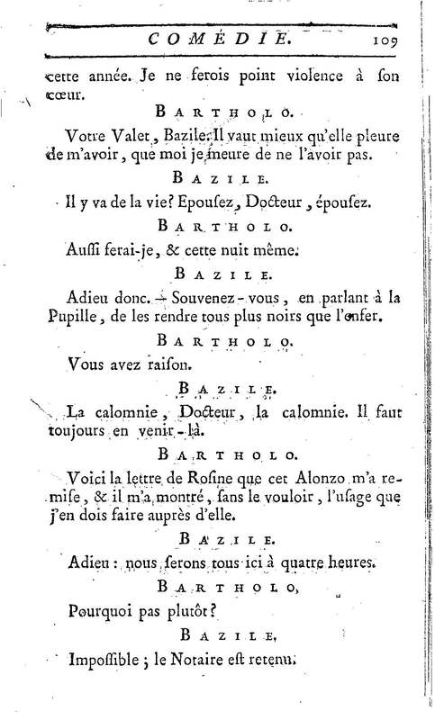 Barbier de Séville, ou la Précaution inutile (Le), comédie en quatre actes, par M. de Beaumarchais, représentée sur le théâtre de la Comédie Française le 23 février 1775 (avec une Lettre modérée sur la chute et la critique du Barbier de Séville)