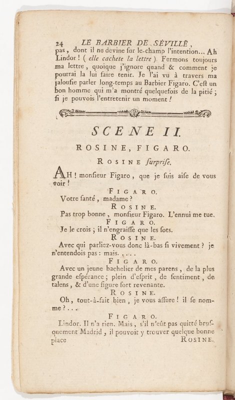 Barbier de Séville, ou la Précaution inutile (Le), comédie en quatre actes, par M. de Beaumarchais, représentée sur le théâtre de la Comédie Française le 23 février 1775 (avec une Lettre modérée sur la chute et la critique du Barbier de Séville)