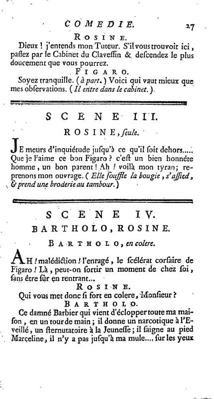 Barbier de Séville, ou la Précaution inutile (Le ), comédie en quatre actes, par M. de Beaumarchais, représentée sur le théâtre de la Comédie Française le 23 février 1775 (avec une Lettre modérée sur la chute et la critique du Barbier de Séville) Barbier de Séville, ou la Précaution inutile (Le ), comédie en quatre actes, par M. de Beaumarchais, représentée sur le théâtre de la Comédie Française le 23 février 1775 (avec une Lettre modérée sur la chute et la critique du Barbier de Séville)