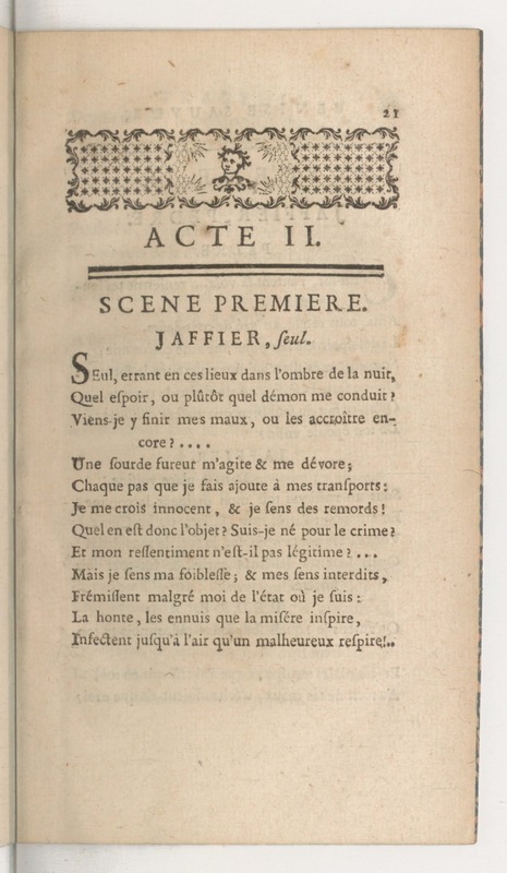 Venise sauvée, tragedie. Représentée par les Comédiens françois, le 5 décembre 1746… [Seconde édition]