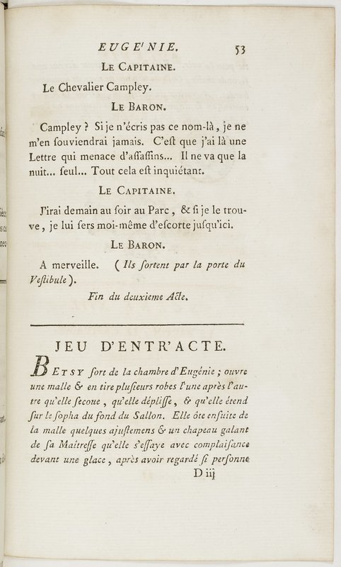 Eugénie, drame en cinq actes en prose, enrichi de figures en taille-douce ; avec un Essai sur le drame sérieux Eugénie, drame en cinq actes en prose, enrichi de figures en taille-douce ; avec un Essai sur le drame sérieux