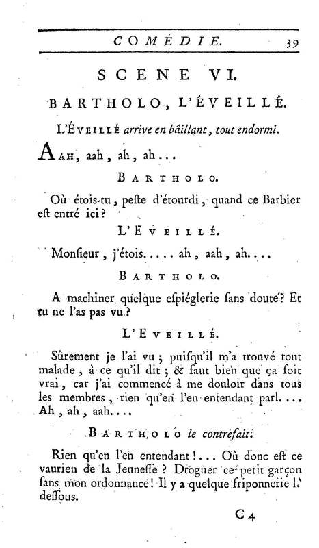 Barbier de Séville, ou la Précaution inutile (Le), comédie en quatre actes, par M. de Beaumarchais, représentée sur le théâtre de la Comédie Française le 23 février 1775 (avec une Lettre modérée sur la chute et la critique du Barbier de Séville)