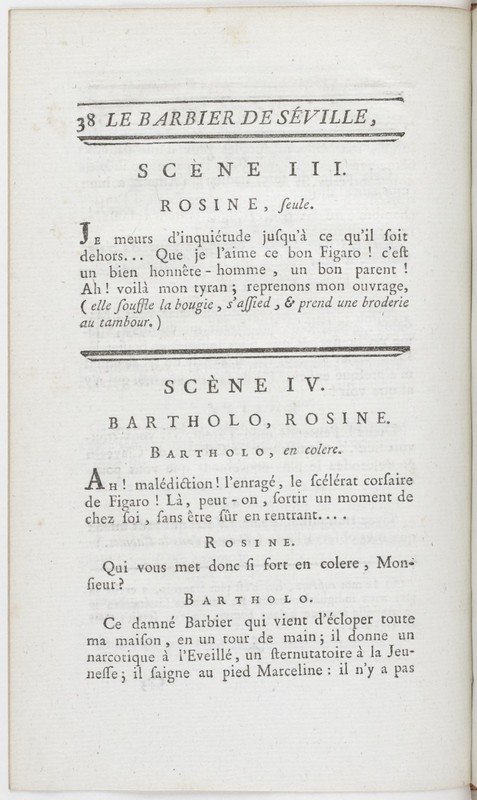 Barbier de Séville, ou la Précaution inutile (Le), comédie en quatre actes ; par M. de Beaumarchais ; représentée & tombée sur le théâtre de la Comédie Françoise aux Tuileries, le 23 de février 1775