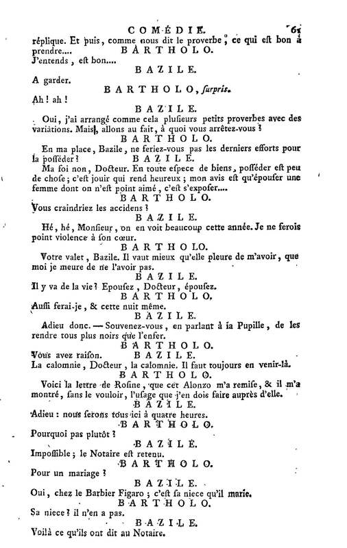 Barbier de Séville, ou la Précaution inutile (Le), comédie en quatre actes, par M. de Beaumarchais, représentée sur le théâtre de la Comédie Française le 23 février 1775 (avec une Lettre modérée sur la chute et la critique du Barbier de Séville)