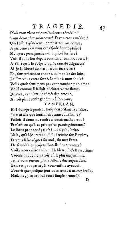 Bajazet premier, tragédie par M. le chevalier de P***