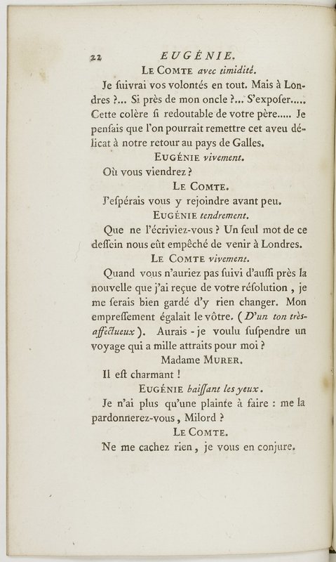 Eugénie, drame en cinq actes en prose, enrichi de figures en taille-douce ; avec un Essai sur le drame sérieux Eugénie, drame en cinq actes en prose, enrichi de figures en taille-douce ; avec un Essai sur le drame sérieux