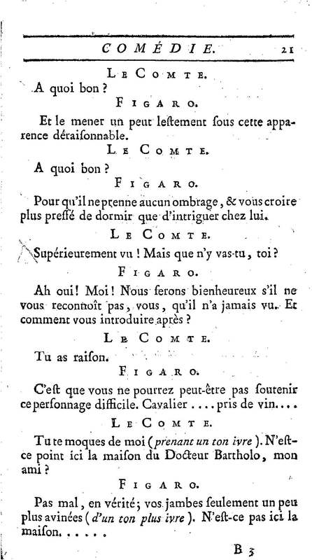 Barbier de Séville, ou la Précaution inutile (Le), comédie en quatre actes, par M. de Beaumarchais, représentée sur le théâtre de la Comédie Française le 23 février 1775 (avec une Lettre modérée sur la chute et la critique du Barbier de Séville)