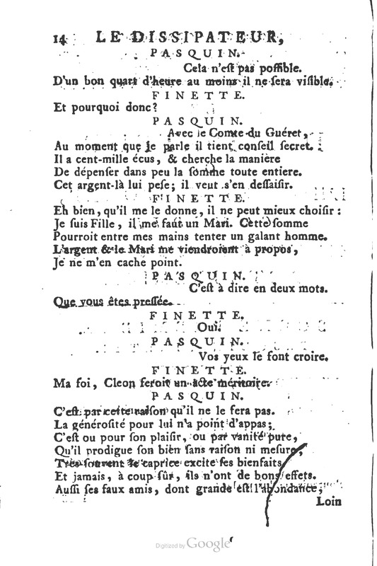 Dissipateur ou l’honnête-friponne (Le), comédie Dissipateur ou l’honnête-friponne (Le), comédie