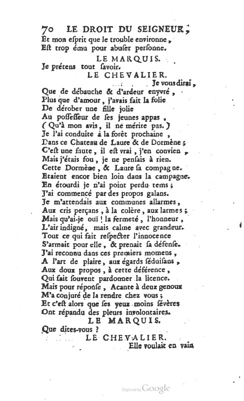 Droit du seigneur (Le), Comédie en cinq actes Droit du seigneur (Le), Comédie en cinq actes