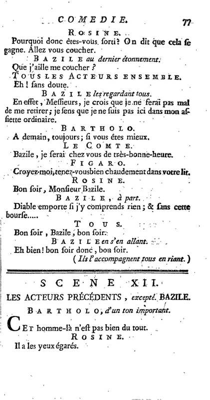 Barbier de Séville, ou la Précaution inutile (Le ), comédie en quatre actes, par M. de Beaumarchais, représentée sur le théâtre de la Comédie Française le 23 février 1775 (avec une Lettre modérée sur la chute et la critique du Barbier de Séville)