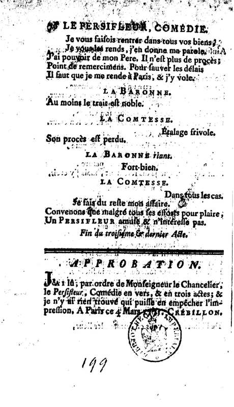 Persifleur (Le), comédie en trois actes et en vers… par M. de Sauvigny Persifleur (Le), comédie en trois actes et en vers… par M. de Sauvigny