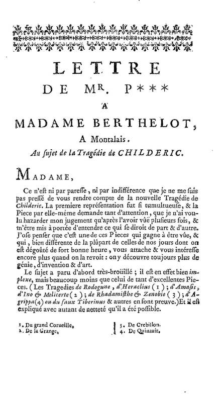 Childéric, tragédie… Childéric, tragédie…