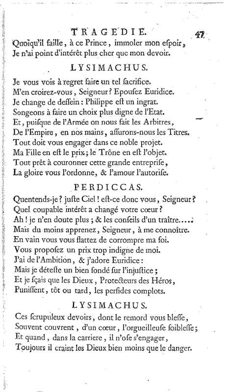 Lysimachus, tragédie par M. de Caux de Montlebert, représentée pour la première fois le 13 décembre 1737 Lysimachus, tragédie par M. de Caux de Montlebert, représentée pour la première fois le 13 décembre 1737