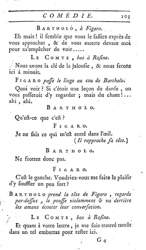 Barbier de Séville, ou la Précaution inutile (Le), comédie en quatre actes, par M. de Beaumarchais, représentée sur le théâtre de la Comédie Française le 23 février 1775 (avec une Lettre modérée sur la chute et la critique du Barbier de Séville)