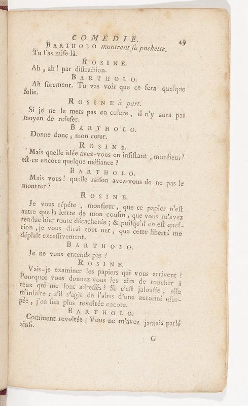 Barbier de Séville, ou la Précaution inutile (Le), comédie en quatre actes, par M. de Beaumarchais, représentée sur le théâtre de la Comédie Française le 23 février 1775 (avec une Lettre modérée sur la chute et la critique du Barbier de Séville)