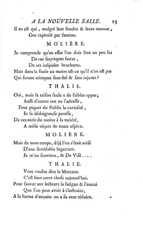 Molière à la nouvelle salle, ou les Audiences de Thalie, comédie en un acte et en vers libres Molière à la nouvelle salle, ou les Audiences de Thalie, comédie en un acte et en vers libres