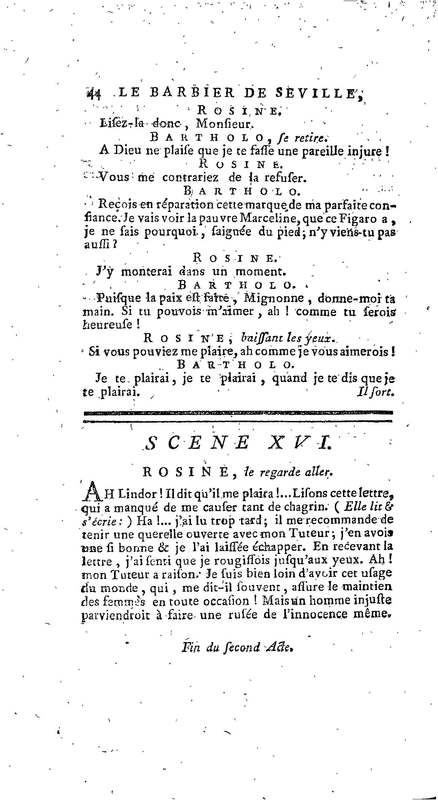 Barbier de Séville, ou la Précaution inutile (Le), comédie en quatre actes, par M. de Beaumarchais, représentée sur le théâtre de la Comédie Française le 23 février 1775 (avec une Lettre modérée sur la chute et la critique du Barbier de Séville)