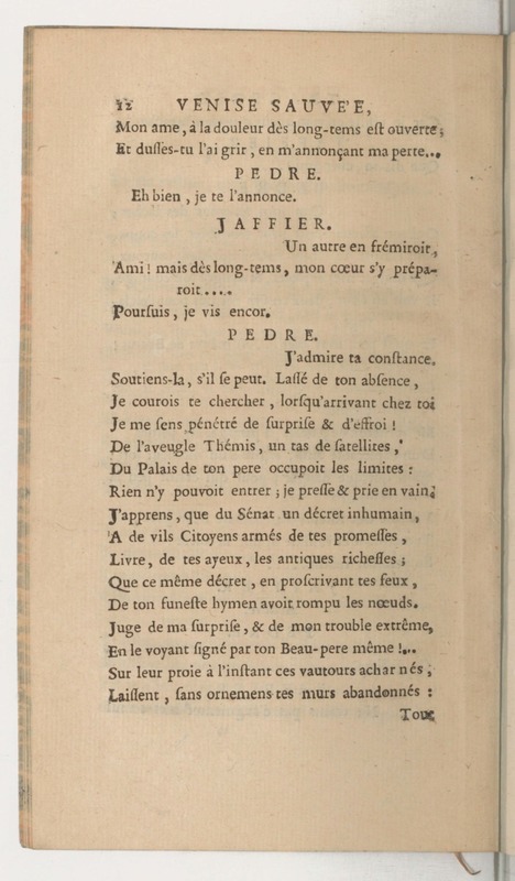 Venise sauvée, tragedie. Représentée par les Comédiens françois, le 5 décembre 1746… [Seconde édition]