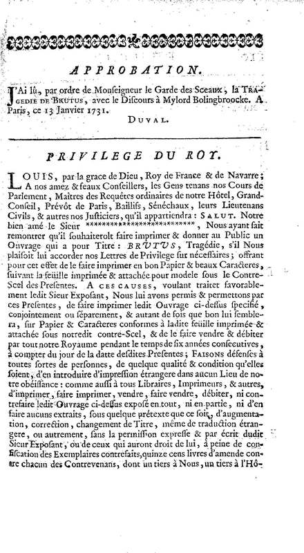 Brutus de M. de Voltaire (Le), avec un Discours sur la tragédie Brutus de M. de Voltaire (Le), avec un Discours sur la tragédie