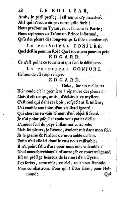 Roi Lear (Le), tragédie en cinq actes, par M. Ducis, représentée à Versailles le 16 janvier 1783 ; et à Paris, le 26 du même mois, par les Comédiens français Roi Lear (Le), tragédie en cinq actes, par M. Ducis, représentée à Versailles le 16 janvier 1783 ; et à Paris, le 26 du même mois, par les Comédiens français