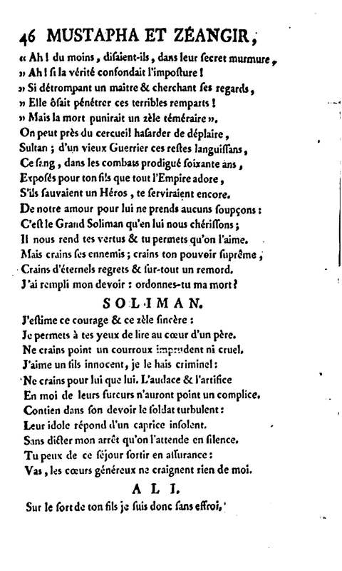 Mustapha et Zéangir, tragédie en cinq actes et en vers, représentée sur le théâtre de Fontainebleau, devant Leurs Majestés, le 1er novembre 1776 Mustapha et Zéangir, tragédie en cinq actes et en vers, représentée sur le théâtre de Fontainebleau, devant Leurs Majestés, le 1er novembre 1776