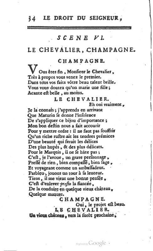Droit du seigneur (Le), Comédie en cinq actes Droit du seigneur (Le), Comédie en cinq actes