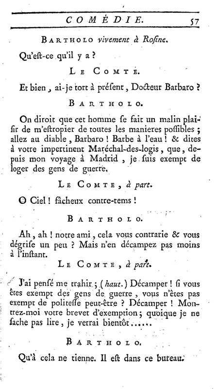 Barbier de Séville, ou la Précaution inutile (Le), comédie en quatre actes, par M. de Beaumarchais, représentée sur le théâtre de la Comédie Française le 23 février 1775 (avec une Lettre modérée sur la chute et la critique du Barbier de Séville)