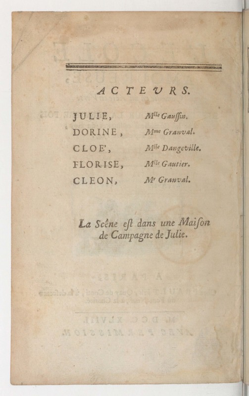 École amoureuse (L'), comédie en un acte, en vers, représentée pour la première fois par les Comédiens ordinaires du Roi, le 11 septembre 1747 École amoureuse (L'), comédie en un acte, en vers, représentée pour la première fois par les Comédiens ordinaires du Roi, le 11 septembre 1747