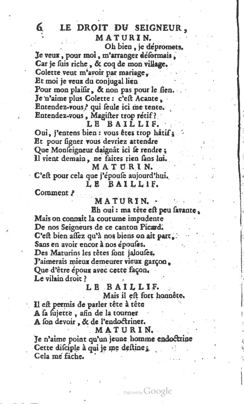 Droit du seigneur (Le), Comédie en cinq actes Droit du seigneur (Le), Comédie en cinq actes