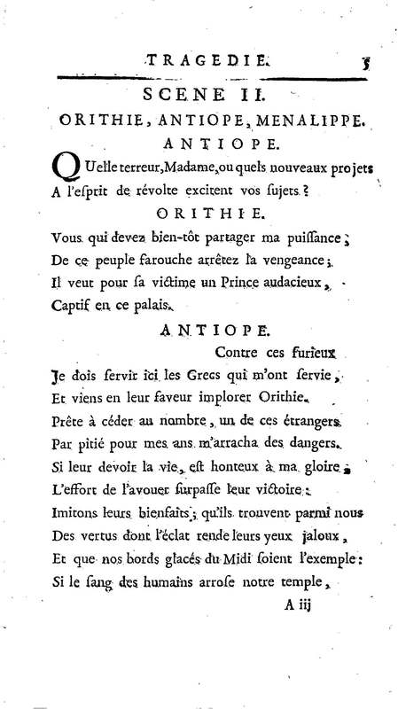 Amazones (Les), tragédie en cinq actes, par madame du Boccage, représentée par les Comédiens ordinaires du Roy, aux mois de juillet et d'août 1749