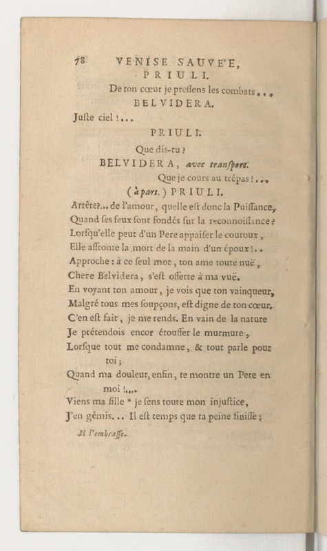 Venise sauvée, tragedie. Représentée par les Comédiens françois, le 5 décembre 1746… [Seconde édition]